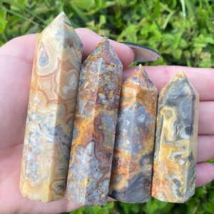Puntos de torre de ágata de encaje loco, obeliscos tallados naturales, cristales de mascota Feng Shui, artesanías de piedra semipreciosa al por mayor - Product Image 1