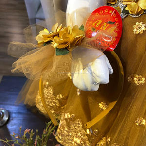 Vestido bordado con borde y cinta para el pelo, bonito trabajo en la frontera, a precio de fábrica, vestidos de algodón para bebé - Product Image 4