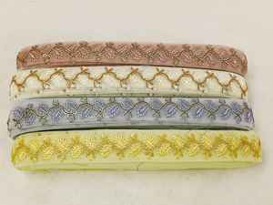 Customized <b>Gold</b> Hand Embroidered Floral & Ethnic Indian Them <b>Ribbons</b> & Laces in Assorted Sizes and Colors for Wedding Dress Desi - Product Image 6