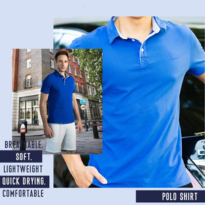 Polo homme gris à manches courtes en coton Oxford respirant, coupe classique, couleur unie, boutons, style tissé - Product Image 5