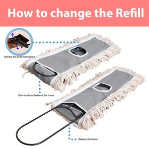 Sàn Đẩy Bụi Chổi Điều Chỉnh Tay Cầm Bằng Thép-Cây Lau Sàn Thương Mại 24 "Bông Lau Sàn Công Nghiệp - Product Image 5