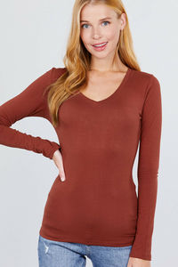 Camiseta de manga larga con cuello de pico para mujer, Camiseta básica activa de peso ligero, camisetas de manga larga con estampado personalizado - Product Image 3
