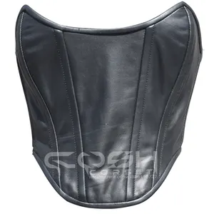 Новый дизайн, черный кожаный корсет с боковой молнией, регулируемый винтажный кожаный корсет