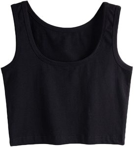 Women's 100% Cotton Crew Neck Sleeveless <b>Crop</b> Tank <b>Top</b> Short Length Stretchy <b>Tops</b> - Product Image 3