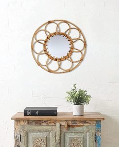 Espejo de ratán natural Diseño vintage Tejido para colgar en la pared para decoración de interiores y exteriores a precio mayorista - Product Image 6