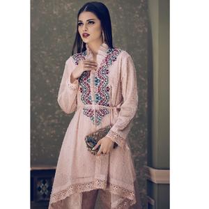 Vestido de fiesta de la paz kameez shalwar para mujer, traje de césped increíble, ropa de paquistaní para verano e invierno, color melocotón, 3 piezas - Product Image 4