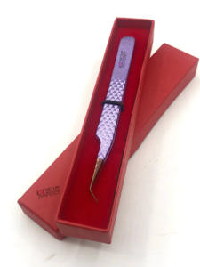 Professionnel meilleur 45 degrés paillettes violet poudre revêtement Rose or pointe en acier inoxydable Extension de cils pince à épiler outils de beauté - Product Image 4