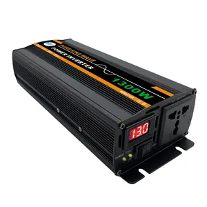 Inverter 1300W 24V 48V 60VDC, Pengisi Daya Inverter Gelombang Sinus Murni Gel Tersegel Baterai Banjir