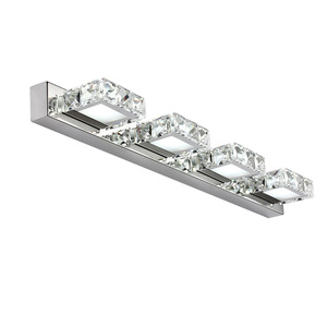 Crystal Modern Bathroom <strong>Vanity</strong> <strong>Light</strong> 4 <strong>Lights</strong> 12W Metal Base IP20 LED Lamps 24.4" Length Clear White <strong>Light</strong> 90-240V - Product Image 1