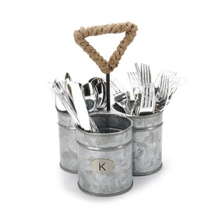 Galvanized Silver Bucket Flatware <b>Caddy</b> Silverware <b>Caddy</b> - Product Image 4