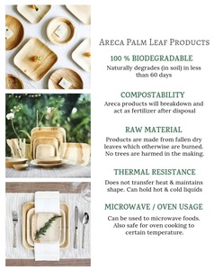 VOBAGA 100% <b>Compostable</b> Areca Palm Disposable Dinnerware Engraved Plates Bowls Trays Great Parties Restaurants Outdoor Travel - Product Image 4
