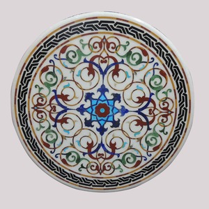 Dessus de table en pierre semi-précieuse avec des intérieurs élégants Meubles de salle à manger traditionnels sophistiqués avec - Product Image 2