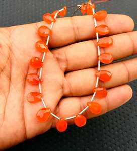 21 Cuentas de naranja facetadas Briolette con forma de pera de piedra preciosa de cornalina Natural de alta calidad para la fabricación de joyas - Product Image 2