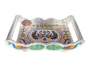 TWIN PEACOCK PLATEAU EN BOIS conçu MEENAKARI-S.M. (12 "X 6.5" X 3.5 "POUCES) PLATEAU DE LUXE à BON PRIX - Product Image 6