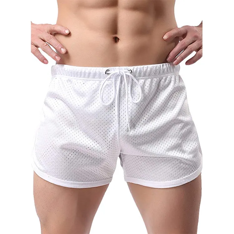 Pantalones cortos de gimnasio para hombre, shorts de malla bordados personalizados, color blanco, para correr, novedad de verano de 2021