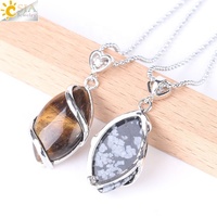 Collier en pierre de cristal de Quartz naturel, bijoux tendance, 1 pièce, pour femmes et hommes, en forme d'œil de cheval