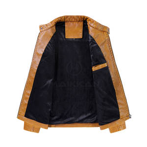 แจ็กเก็ตฤดูหนาว100% ผู้ชายหนังแท้พร้อมผ้าขนสัตว์บริการ OEM ตามสั่ง - Product Image 4