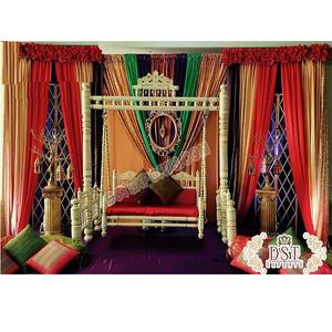 Columpio tradicional gujarati para función Mehndi, juego de columpio Sankheda de madera blanca, columpio Sankheda de boda india, venta de fábrica en EE. UU. - Product Image 1