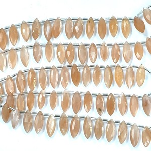 Perles de pierre de lune pêche en vrac, forme marquise, pierre précieuse facettée, taille 7x14 mm, pour la fabrication de bijoux, 8 pouces - Product Image 6