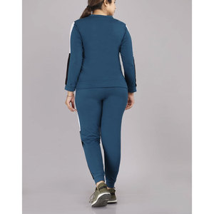 Traje de camiseta de sudor de Terry francés para mujer, pantalones cortos a juego de 2 piezas, chándal reflectante a rayas con cremallera, chándal para trotar - Product Image 6