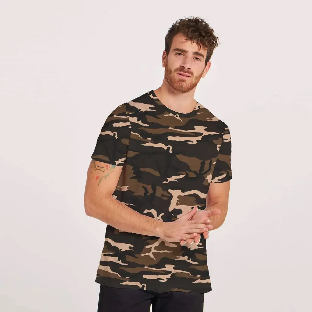 CAMO PRINT COTTON TEE SHIRT High Quality Army Green Camo Tee shirt