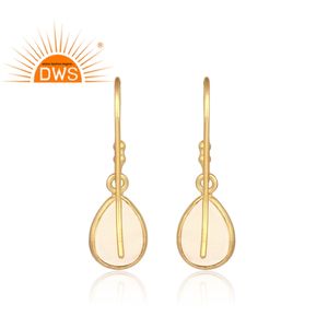 Mother of <b>Pearl</b> Gemstone Dangle <b>Earrings</b> Jewelry Wholesaler Gold Plated <b>Silver</b> Statement Drop <b>Earring</b> Jewelry Supplier - Product Image 3