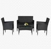 Ensemble de 4 canapés en rotin tressé pour villa et parc, résistant aux UV, écologique, coussins imperméables, structure métallique, mobilier d'extérieur