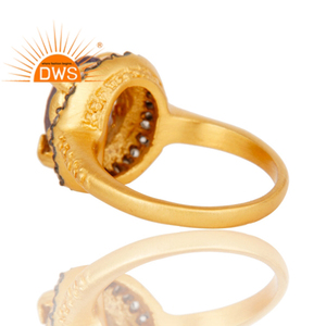 New Trendy 18k <b>Gold</b> Plated Brass Jewelry Cubic Zirconia & Amethyst Gemstone Prong <b>Set</b> Fashion <b>Ring</b> Jewelry Manufacturer - Product Image 3