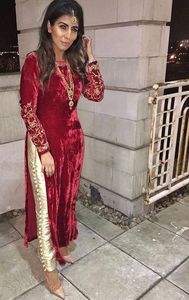 NEW--EMBROIDERY WITH CRYSTAL GLASS BEADS,STONE ,DABKA WORK ON STYLISH LONG KAMEEZ, STUNNING <b>PANT</b> for Party-WEAR & WEDDING @ 2021 - Product Image 2