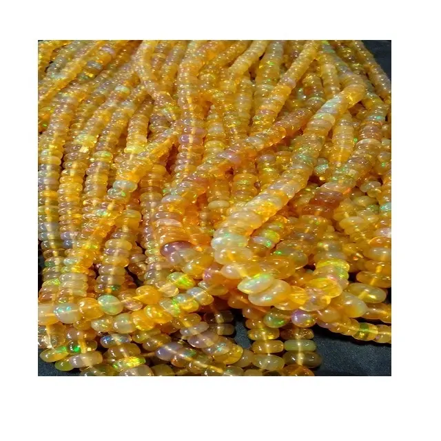 보석 만들기 보석 대량 제품 옐로우 컬러 수제 맞춤형 에티오피아 오팔 파이어 비즈