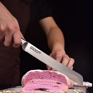 Зубчатый нож для хлеба с модернизированной бритвой частью из нержавеющей стали, острый волнистый нож для хлеба, идеально подходит для нарезки домашнего хлеба, - Product Image 5