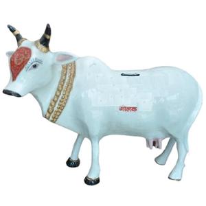 Estatua Decorativa de Vaca de Aluminio, Arte Popular Religioso, Fundición de Metal de Kalavastu - Product Image 4