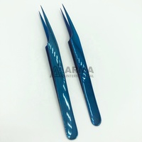 Pinzas Profesionales Japonesas para Extensión de Pestañas, Punta Puntiaguda de 45 Grados, Color Azul Plasma, Titanio, Acero Inoxidable