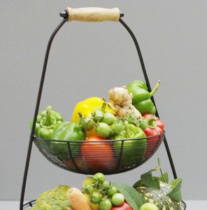 Panier de stockage de vaisselle de cuisine de conception standard dans le panier de fruits adapté aux besoins du client de taille et de forme de couleur noire de fer - Product Image 4