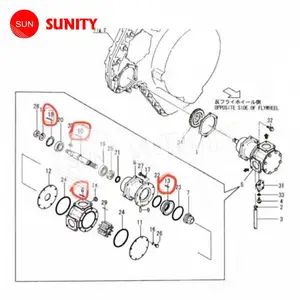 TAIWAN SUNITY Pemasok Tinggi Oem 126660-42150 Suku Cadang Mesin Inboard 6HA2M 6HA2M-DTE Poros Pompa Air untuk Yanmar