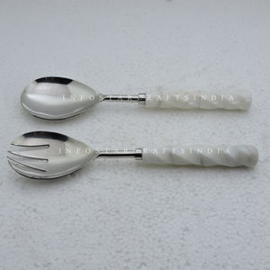 Poignée en pierre de marbre avec acier inoxydable outils à main à salade de haute qualité vaisselle de cuisine serveur à salade accessoires de cuisine - Product Image 2