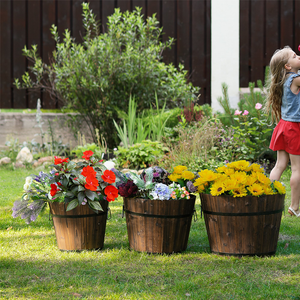 Pot de fleurs en bois rustique, pour l'intérieur et l'extérieur, Vintage, ferme, <span class=keywords><strong>jardin</strong></span> fait à la main, cercle en bois, jardinière - Product Image 6