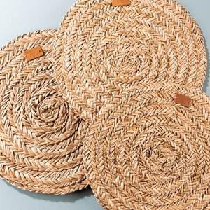 Bohemian Yellow Seagrass Woven <b>Placemat</b> With Fringe Rustic Raffia <b>Table</b> Pad <b>for</b> Kitchen PC Material <b>for</b> Food Commercial Use - Product Image 5