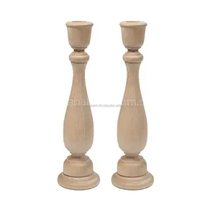 Luxury Farmhouse Candle Holder 3 Pieces Unfinished Wood Candle Holders Candlesticks Wood for Pillar Candles Wooden