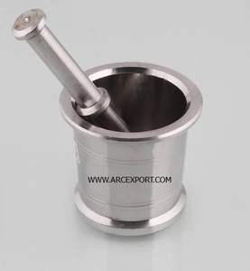 Mortero y Maja pulidos brillantes de Metal de acero inoxidable de calidad elegante para mortero y mortero de cocina de plata más vendidos - Product Image 4