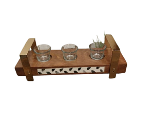 Plateau en nacre sur mesure avec poignées en bois, artisanat indien, certifié EPCH, plateau de service pour la maison - Product Image 5