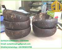 Ensemble de vaisselle en coquille de noix de coco de style vintage, 100% biologique, poli, écologique, prix abordable, Vietnam, EUTECH EVN200