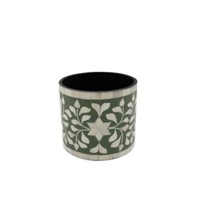 Maceta de flor con incrustaciones de hueso, decoración de mesa de comedor de color blanco y negro, tamaño personalizado, alta calidad - Product Image 1
