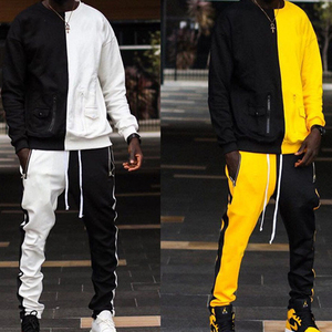 Customised Panel Black white slim fit <b>men</b> clothing <b>track</b> suits jogging custom jogger sets <b>for</b> <b>men</b> gym clothing <b>jacket</b> - Product Image 4