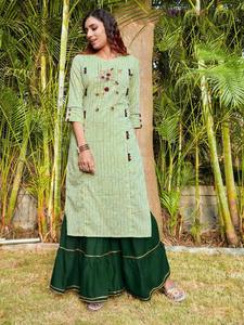 Robe de soirée de marque en coton et soie pour filles Sana soie lourde brodée de pierre pour le travail Kurti indien et pakistanais saisonniers avec vêtement - Product Image 2