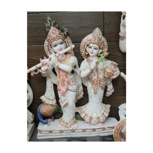 Main Blanc Marbre Radha Krishna Sculpture - Product Image 1