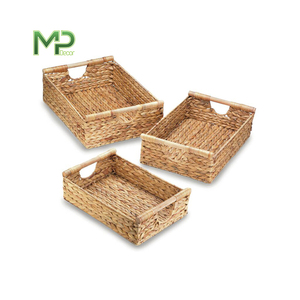 Venta al por mayor 100% cestas de almacenamiento de jacinto de agua hechas a mano color personalizado decoración del hogar sostenible artesanías hechas a mano - Product Image 3