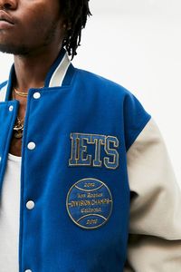 Vestes universitaires d'hiver en toile personnalisables avec logo frontal, style lettreman en laine unie - Product Image 6