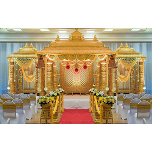 Manavarai Temple-Thème traditionnel rond mariage Mandapam avec éclairage LED élégant bois Manavarai Look lieu de mariage Australie - Product Image 1