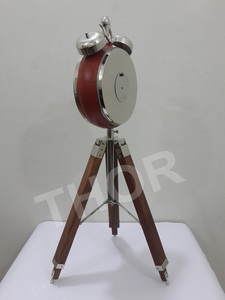 Decorative Table Clock Chrome Finishes Brown Clock on Tripod Wood Stand Office School Leather Table Clock Study Room Home Decor - Product Image 6